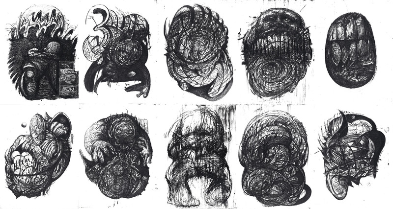 Collection of plates drawn for collaborative project with Matt Boland.