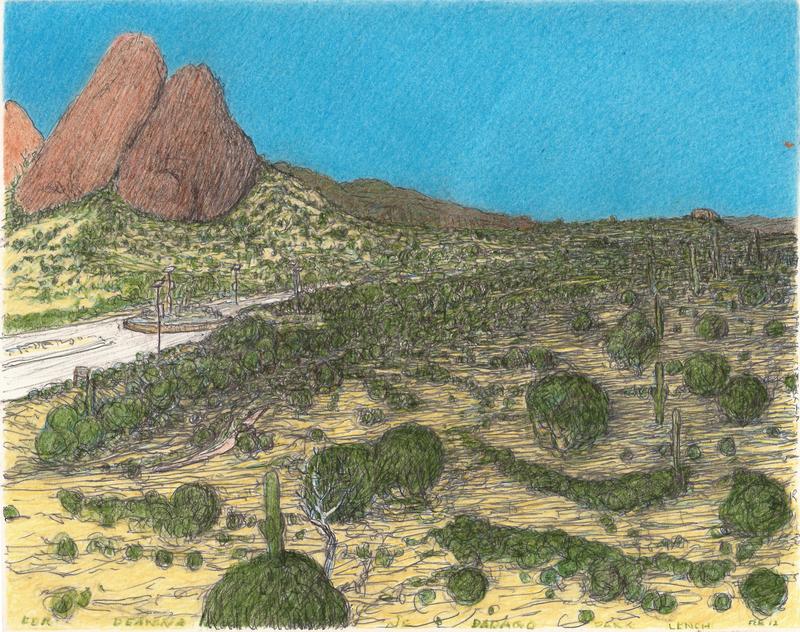 A veiw of Papago Park looking North, northwest from a nearby picnic area.